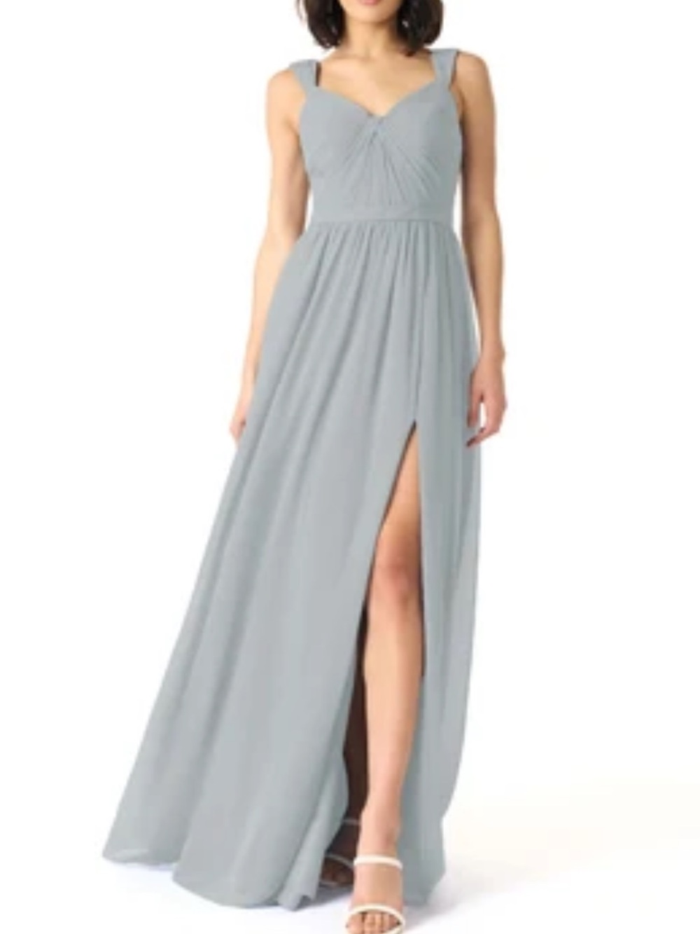Azazie Evie Blue grey Chiffon Maxi Dress